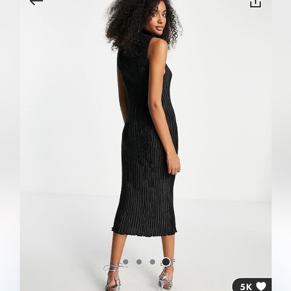 ASOS design satin plisse midi dress with high neck - Picture 7 of 7
